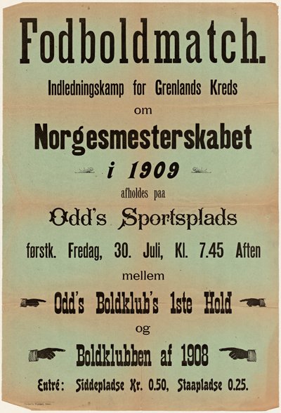 Partita di calcio. Partita inaugurale per il campionato di Grenland nel 1909 tenutasi al campo sportivo di Odd da Unknown